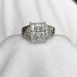 Vintage Diamonique Sterling Silver Emerald Cut Ring